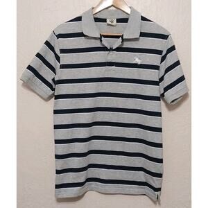 DINO ROBERT Gray With Navy Stripes Polo Shirt Men's Size XL